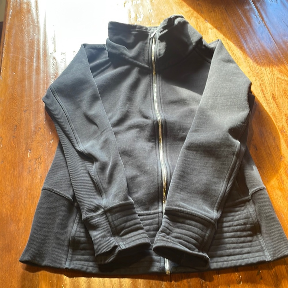 Washed black Lululemon funnel neck cotton jacket